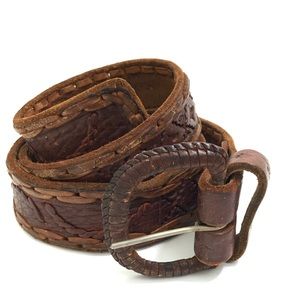 VINTAGE Mexican LEATHER Tooled Western Cowboy BELT